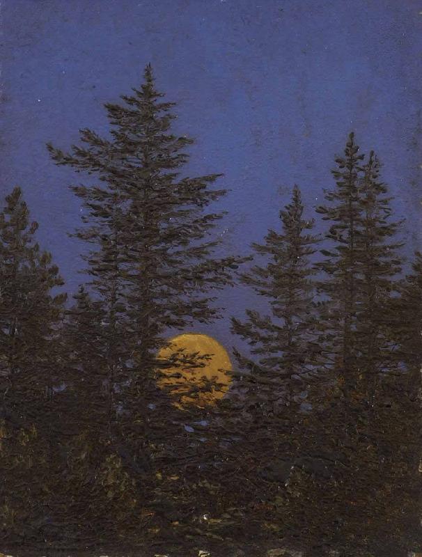 Carl Gustav Carus Aufgehender Vollmond hinter Tannen oil painting picture